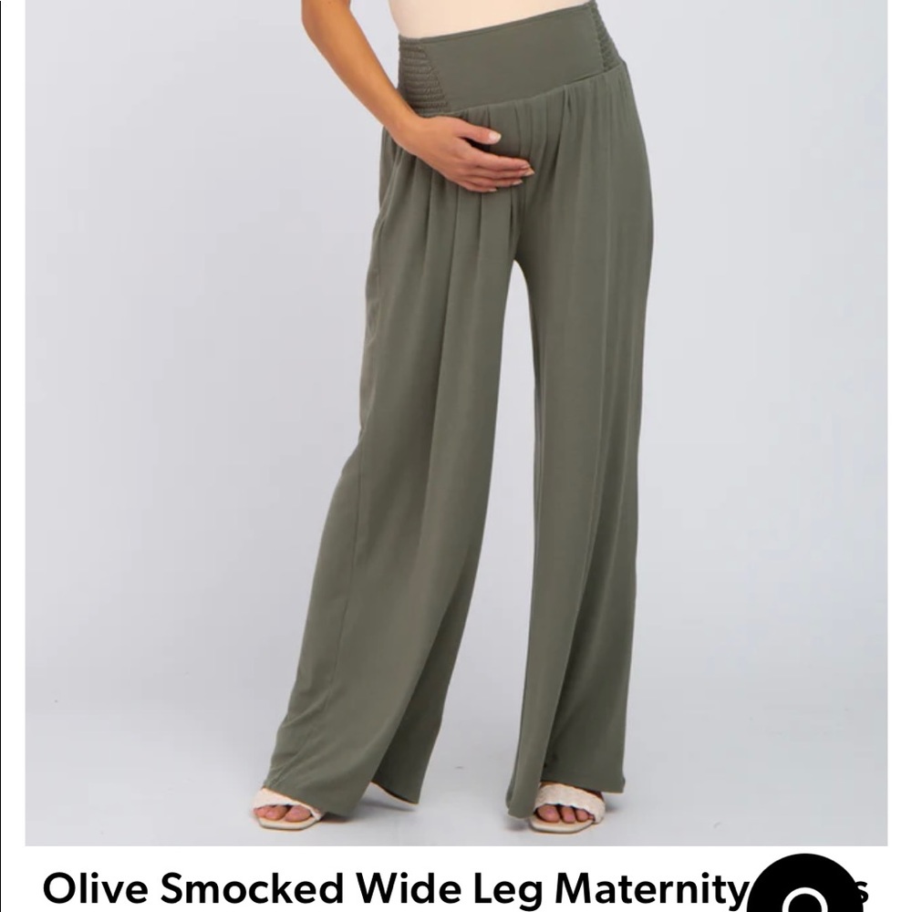 Pink Blush Olive Smocked Wide Leg Maternity Pants Never worn